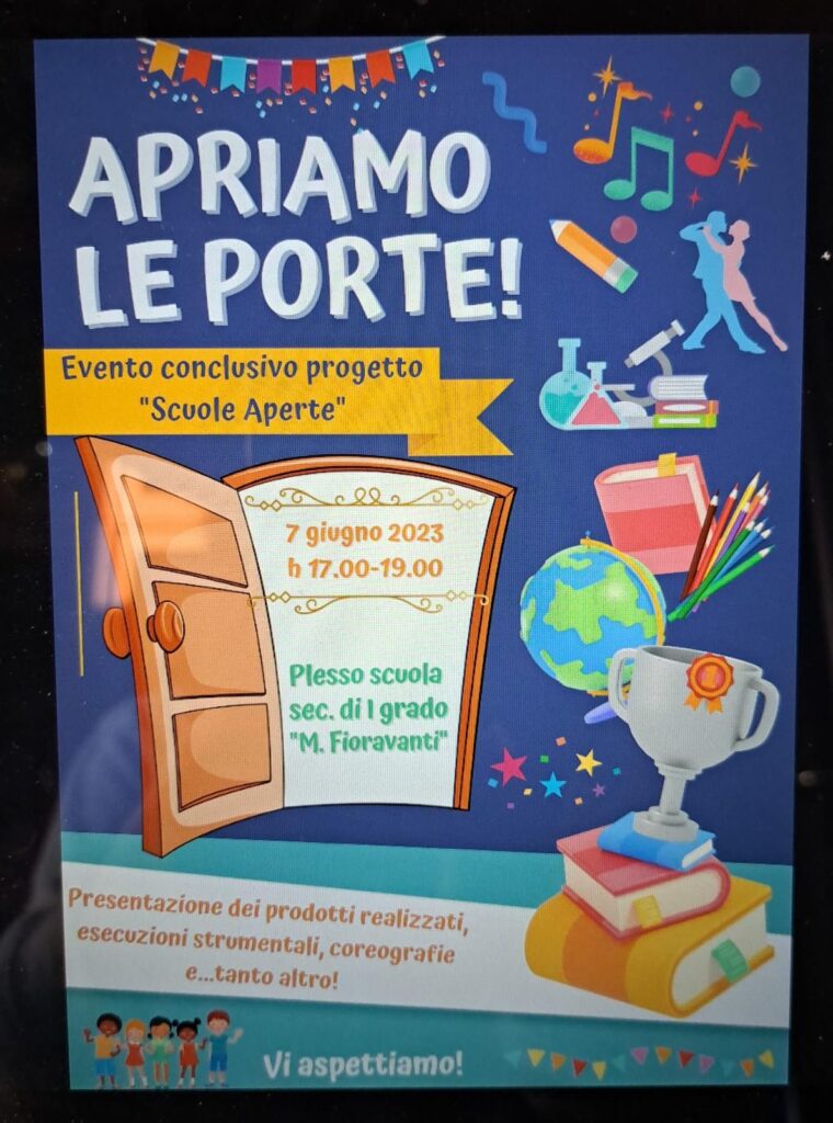 EVENTO CONCLUSIVO PROGETTO “SCUOLE APERTE IL POMERIGGIO” 7 GIUGNO 2023