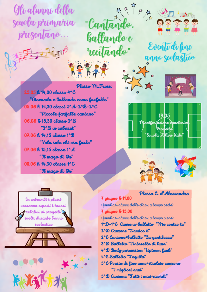 EVENTI DI FINE A.S. 2022/2023 SCUOLA PRIMARIA